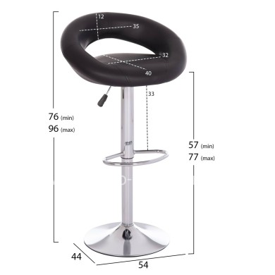 BAR STOOL SWIVEL REA HM203.21 WITH SUSPENSION-BLACK PU 54x47x96Hcm.