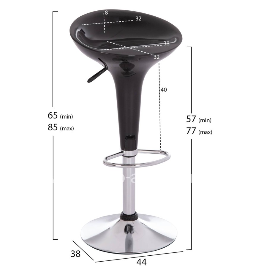 BAR STOOL SWIVEL DAISY HM200.21 ABS IN BLACK--SUSPENSION 44x38x85Hcm.