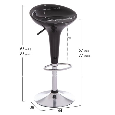 BAR STOOL SWIVEL DAISY HM200.21 ABS IN BLACK--SUSPENSION 44x38x85Hcm.