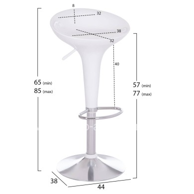 BAR STOOL SWIVEL DAISY HM200.22 ABS IN WHITE--SUSPENSION 44x38x85Hcm.