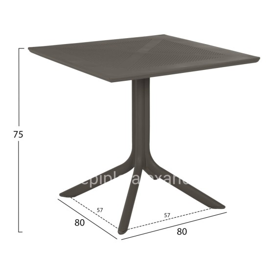 OUTDOOR POLYPROPYLENE SQUARE TABLE LUNAR HM5930.15 DARK OLIVE 80x80x75Hcm.