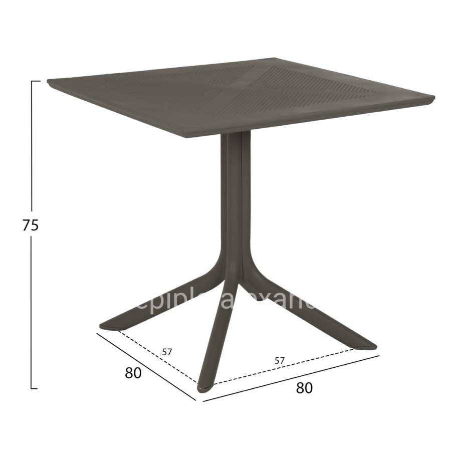 OUTDOOR POLYPROPYLENE SQUARE TABLE LUNAR HM5930.15 DARK OLIVE 80x80x75Hcm.