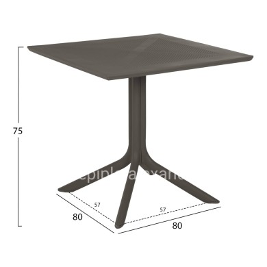 OUTDOOR POLYPROPYLENE SQUARE TABLE LUNAR HM5930.15 DARK OLIVE 80x80x75Hcm.