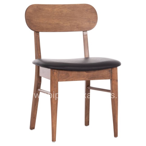 DINING CHAIR SEKOR HM9945.03 RUBBERWOOD IN WALNUT COLOR-BLACK PU  51x48x79Hcm.
