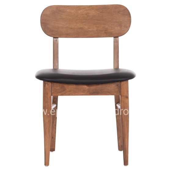 DINING CHAIR SEKOR HM9945.03 RUBBERWOOD IN WALNUT COLOR-BLACK PU  51x48x79Hcm.