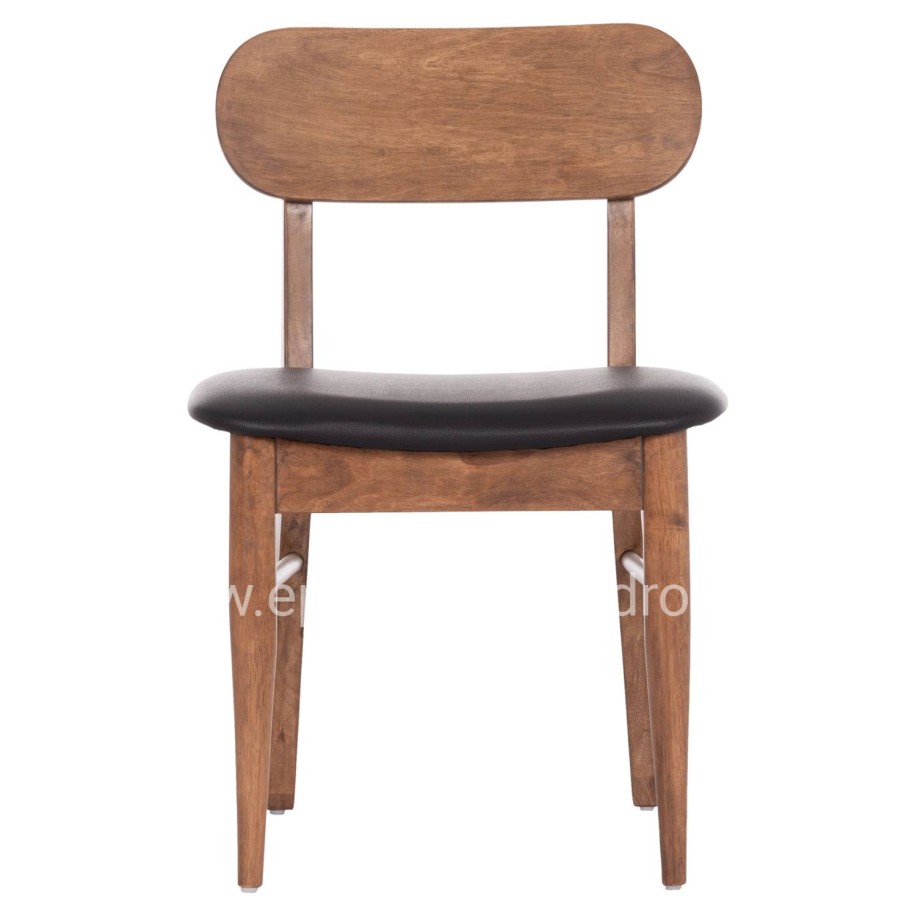 DINING CHAIR SEKOR HM9945.03 RUBBERWOOD IN WALNUT COLOR-BLACK PU  51x48x79Hcm.
