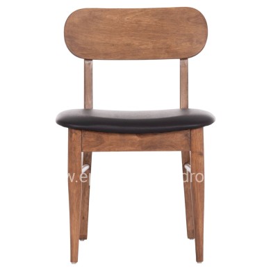 DINING CHAIR SEKOR HM9945.03 RUBBERWOOD IN WALNUT COLOR-BLACK PU  51x48x79Hcm.
