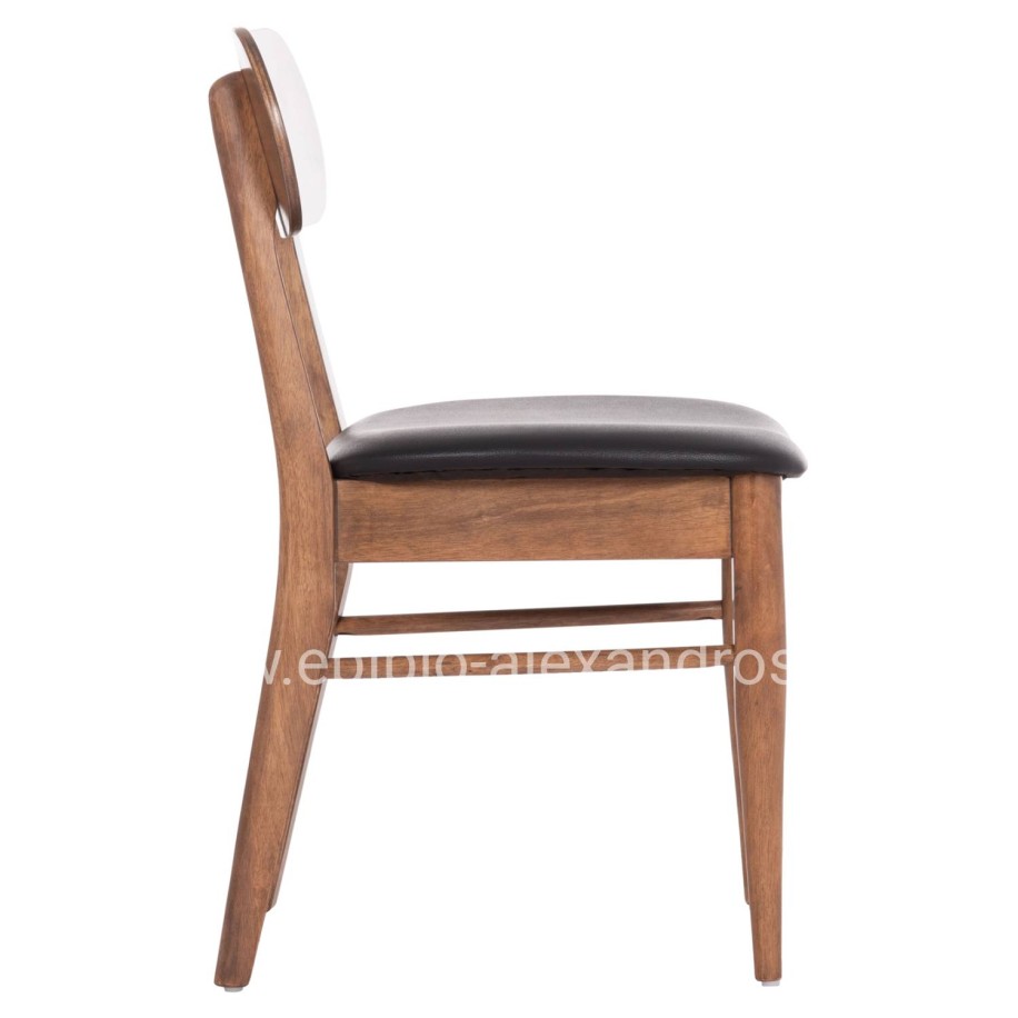 DINING CHAIR SEKOR HM9945.03 RUBBERWOOD IN WALNUT COLOR-BLACK PU  51x48x79Hcm.