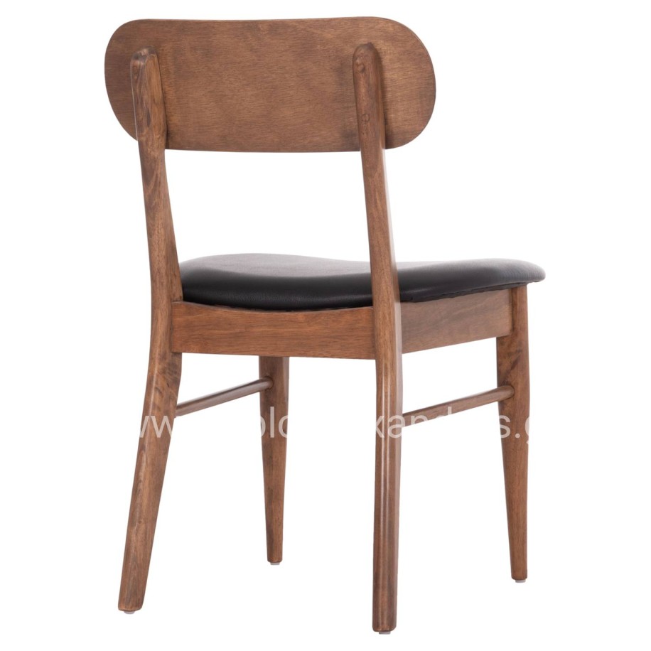 DINING CHAIR SEKOR HM9945.03 RUBBERWOOD IN WALNUT COLOR-BLACK PU  51x48x79Hcm.