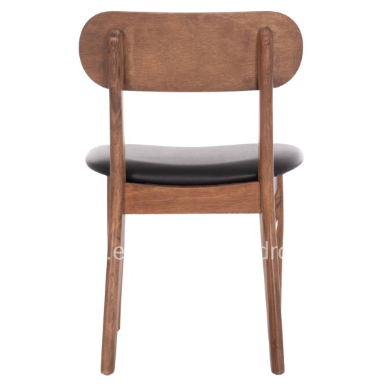 DINING CHAIR SEKOR HM9945.03 RUBBERWOOD IN WALNUT COLOR-BLACK PU  51x48x79Hcm.