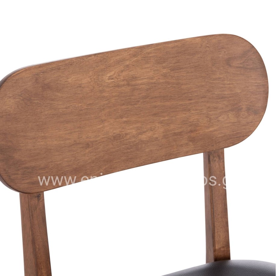 DINING CHAIR SEKOR HM9945.03 RUBBERWOOD IN WALNUT COLOR-BLACK PU  51x48x79Hcm.
