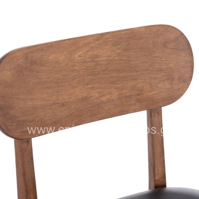 DINING CHAIR SEKOR HM9945.03 RUBBERWOOD IN WALNUT COLOR-BLACK PU  51x48x79Hcm.