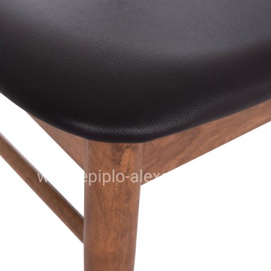 DINING CHAIR SEKOR HM9945.03 RUBBERWOOD IN WALNUT COLOR-BLACK PU  51x48x79Hcm.