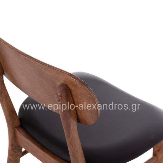 KΑΡΕΚΛΑ ΤΡΑΠΕΖΑΡΙΑΣ SEKOR HM9945.03 ΚΑΡΥΔΙ RUBBERWOOD-ΜΑΥΡΟ PU 51x48x79Υεκ
