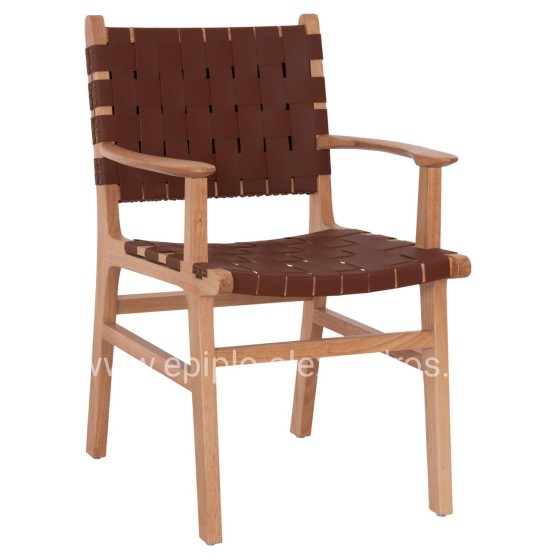 ARMCHAIR FELIPE HM9328.11 TOON WOOD PU LEATHER BROWN 61x59x86Hcm.