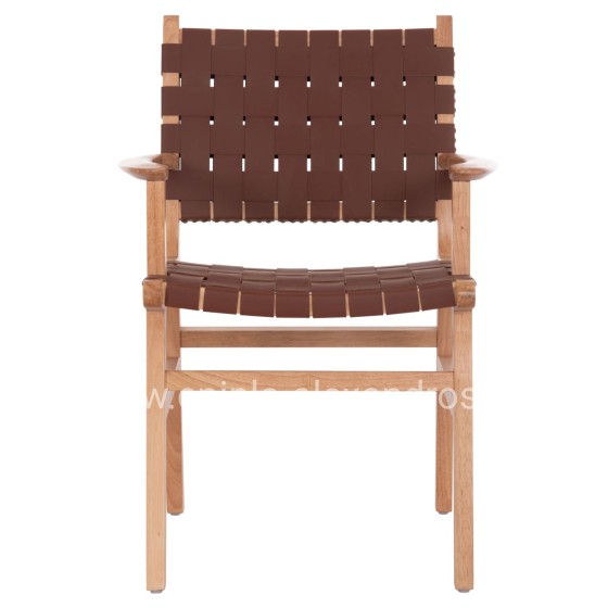 ARMCHAIR FELIPE HM9328.11 TOON WOOD PU LEATHER BROWN 61x59x86Hcm.