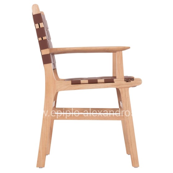 ARMCHAIR FELIPE HM9328.11 TOON WOOD PU LEATHER BROWN 61x59x86Hcm.