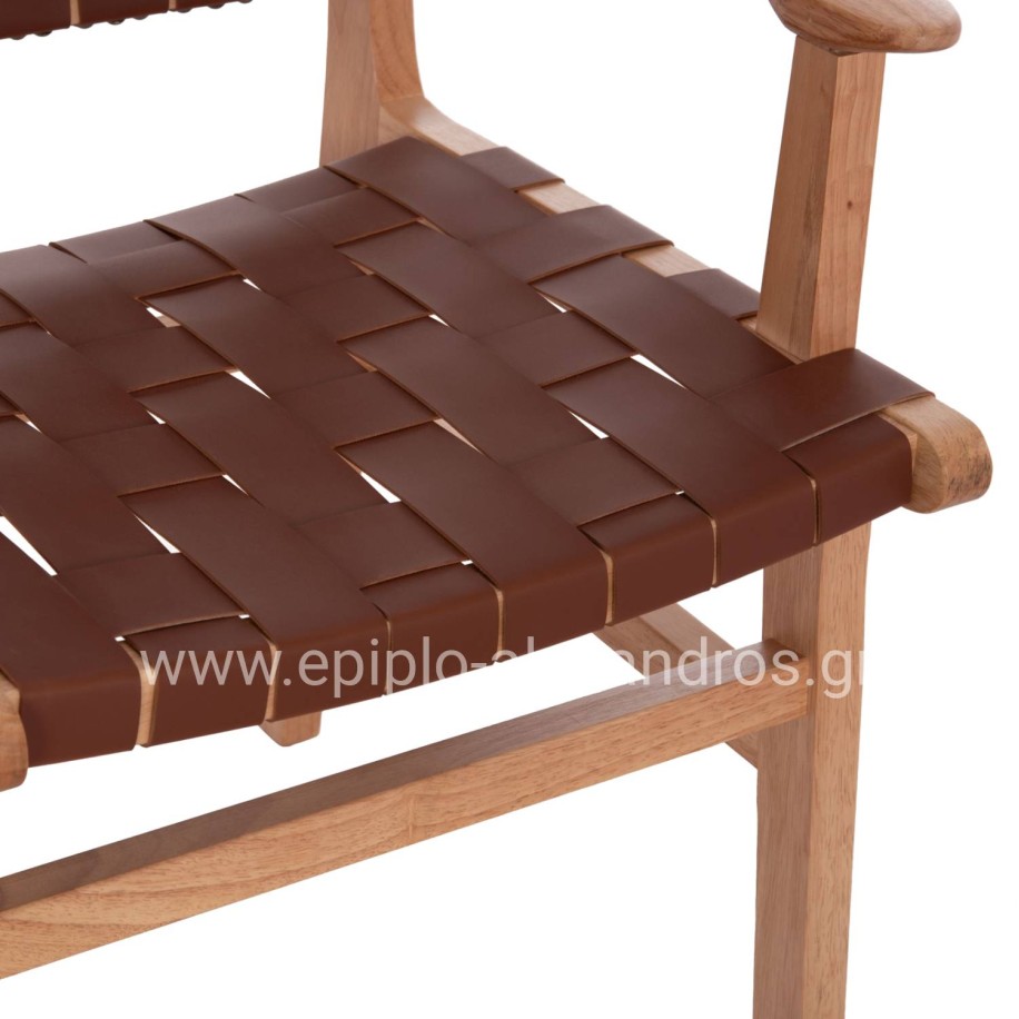 ARMCHAIR FELIPE HM9328.11 TOON WOOD PU LEATHER BROWN 61x59x86Hcm.