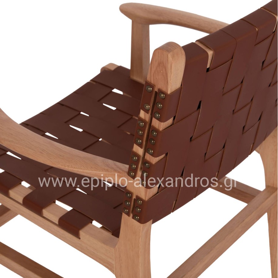 ARMCHAIR FELIPE HM9328.11 TOON WOOD PU LEATHER BROWN 61x59x86Hcm.