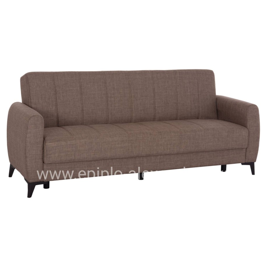 SOFA-BED 3-SEATER WITH STORAGE SPACE NIKKO HM3292.02 BROWN FABRIC 209x76x83Hcm.