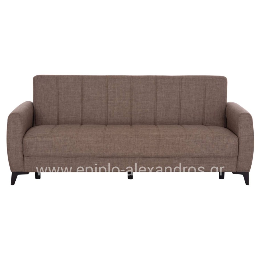 SOFA-BED 3-SEATER WITH STORAGE SPACE NIKKO HM3292.02 BROWN FABRIC 209x76x83Hcm.