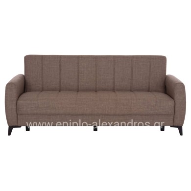 SOFA-BED 3-SEATER WITH STORAGE SPACE NIKKO HM3292.02 BROWN FABRIC 209x76x83Hcm.