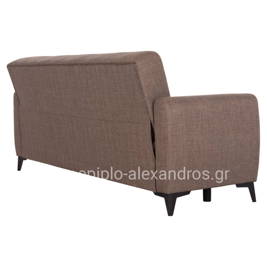 SOFA-BED 3-SEATER WITH STORAGE SPACE NIKKO HM3292.02 BROWN FABRIC 209x76x83Hcm.