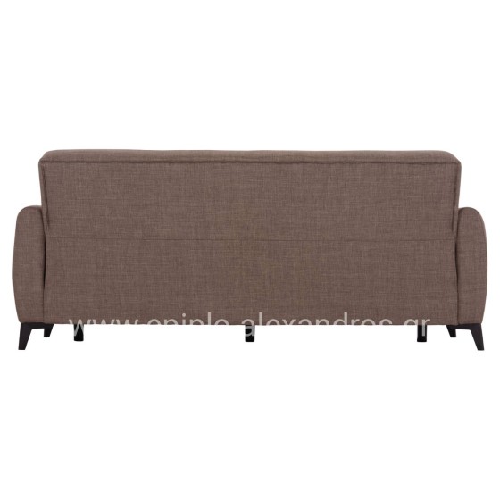 SOFA-BED 3-SEATER WITH STORAGE SPACE NIKKO HM3292.02 BROWN FABRIC 209x76x83Hcm.