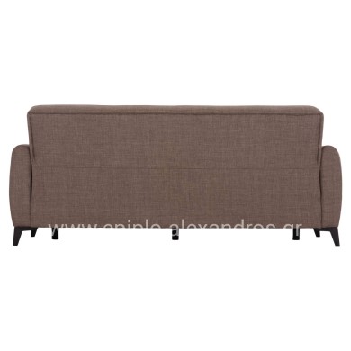 SOFA-BED 3-SEATER WITH STORAGE SPACE NIKKO HM3292.02 BROWN FABRIC 209x76x83Hcm.
