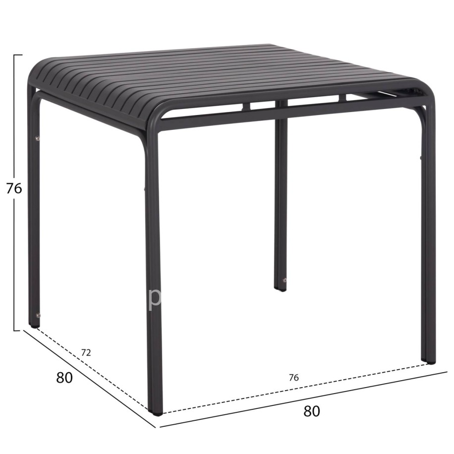 OUTDOOR SQUARE ALUMINUM TABLE RACHEL HM6338.01 GREY COLOR 80x80x76Hcm.