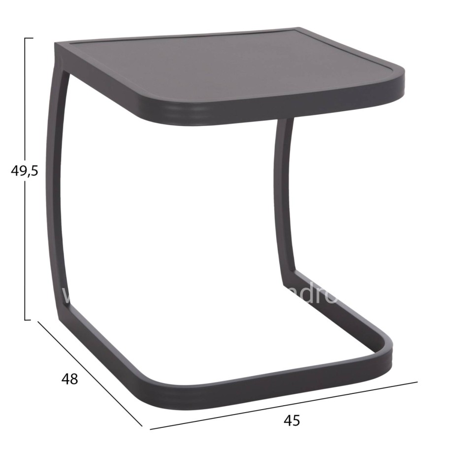 SUNBED SIDE TABLE RICKON HM6324.01 ALUMINUM IN GREY COLOR 45x48x49.5Hcm.