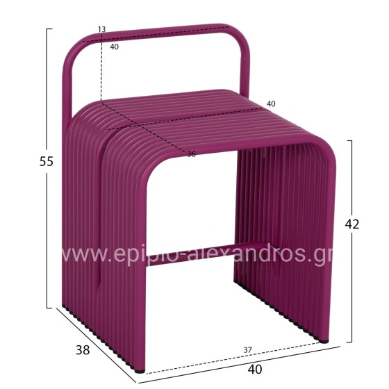 STOOL SERIES INTREPID HM6326.05 ALUMINUM IN PURPLE COLOR 40x38x55Hcm.