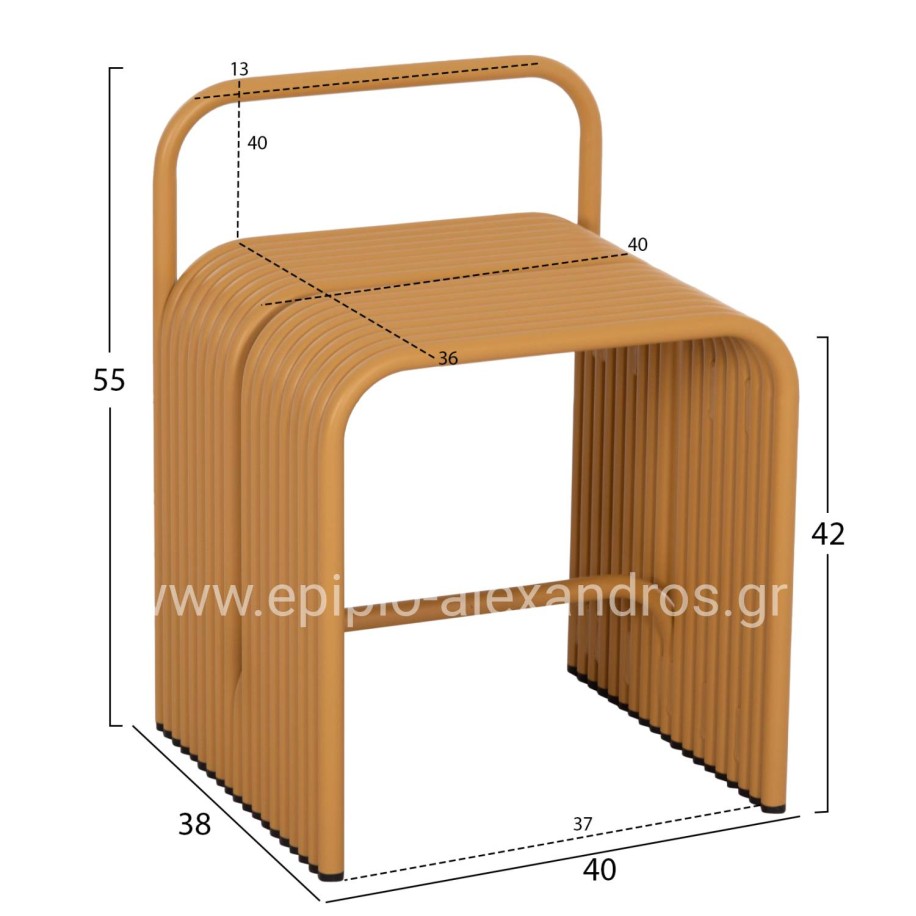 STOOL SERIES INTREPID HM6326.06 ALUMINUM IN MUSTARD YELLOW COLOR 40x38x55Hcm.
