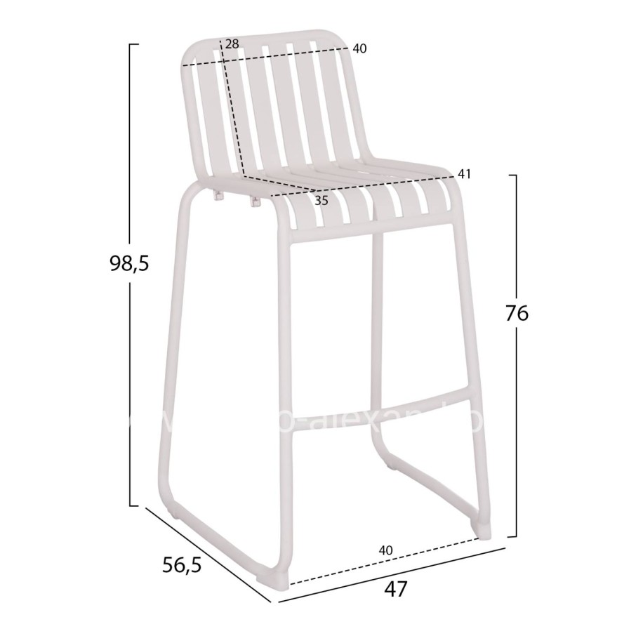 BAR STOOL ALUMINUM RACHEL HM6341.02 WHITE COLOR 47x56.5x98.5Hcm.