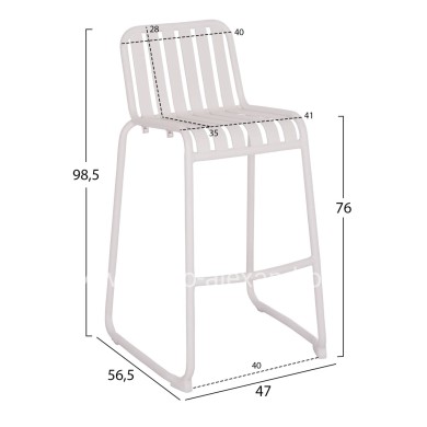 BAR STOOL ALUMINUM RACHEL HM6341.02 WHITE COLOR 47x56.5x98.5Hcm.