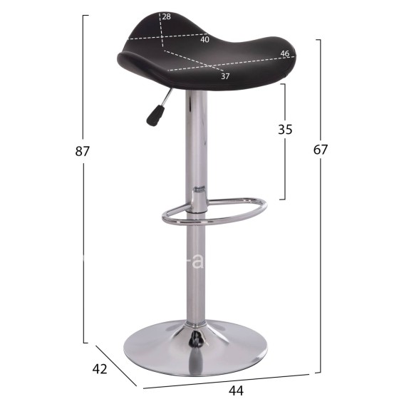 BAR STOOL SWIVEL GANNA HM201.21 WITH SUSPENSION-BLACK PU 44x42x87Hcm.