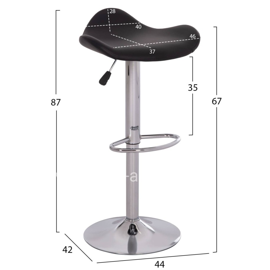 BAR STOOL SWIVEL GANNA HM201.21 WITH SUSPENSION-BLACK PU 44x42x87Hcm.