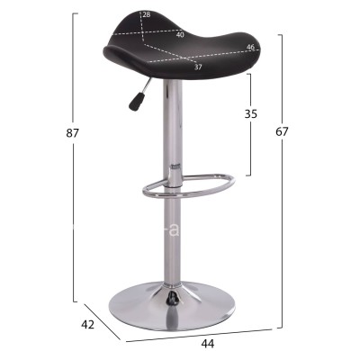 BAR STOOL SWIVEL GANNA HM201.21 WITH SUSPENSION-BLACK PU 44x42x87Hcm.