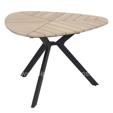 OUTDOOR TABLE TRADEN HM6242 ACACIA WOOD IN LEAF SHAPE-METAL LEGS 110x108x76Hcm.