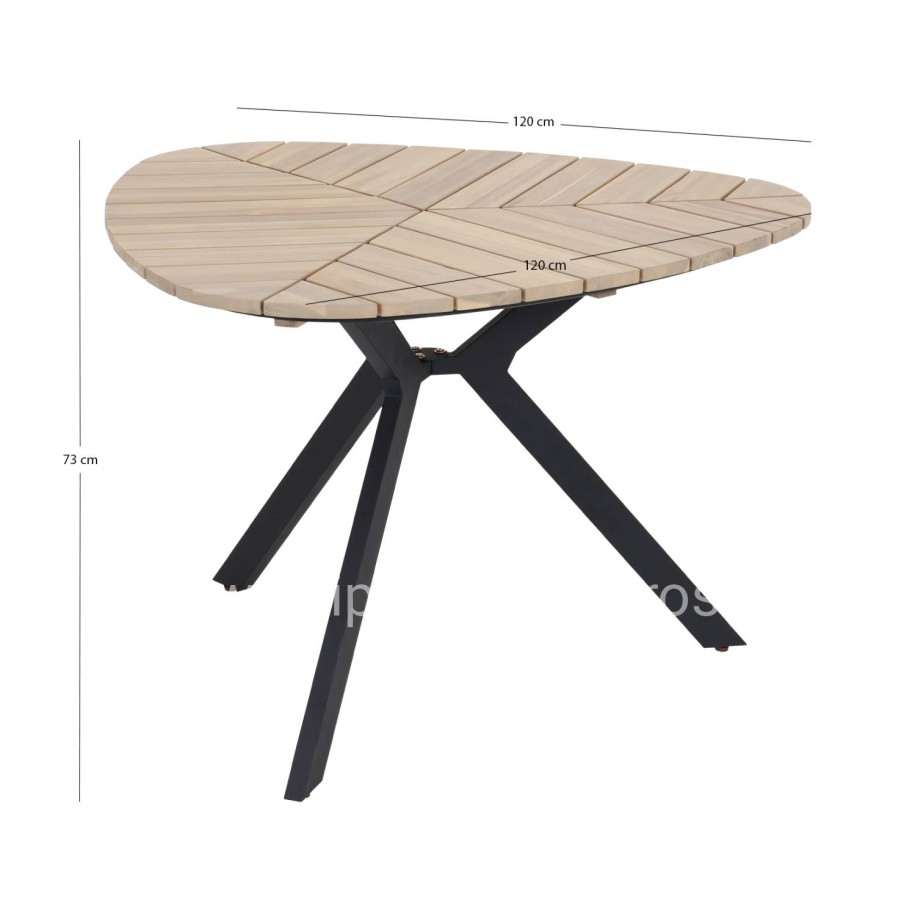 OUTDOOR TABLE TRADEN HM6242 ACACIA WOOD IN LEAF SHAPE-METAL LEGS 110x108x76Hcm.