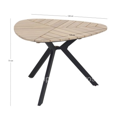 OUTDOOR TABLE TRADEN HM6242 ACACIA WOOD IN LEAF SHAPE-METAL LEGS 110x108x76Hcm.
