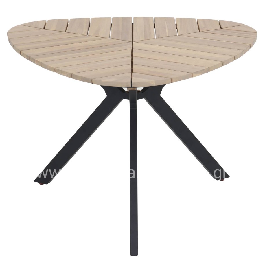 OUTDOOR TABLE TRADEN HM6242 ACACIA WOOD IN LEAF SHAPE-METAL LEGS 110x108x76Hcm.