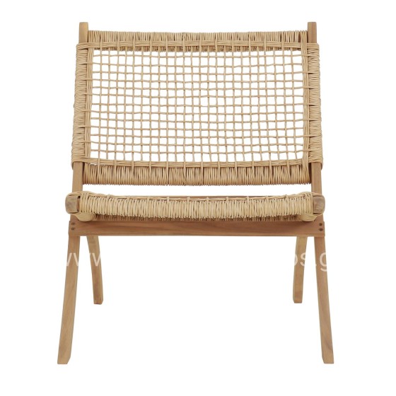 FOLDABLE LOUNGE CHAIR FERMO HM6243.01 ACACIA WOOD IN NATURAL-SYNTHETIC WICKER 60x76x72Hcm.