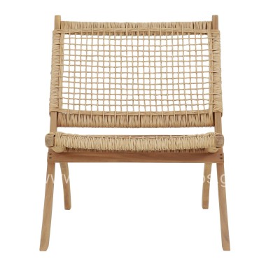 FOLDABLE LOUNGE CHAIR FERMO HM6243.01 ACACIA WOOD IN NATURAL-SYNTHETIC WICKER 60x76x72Hcm.