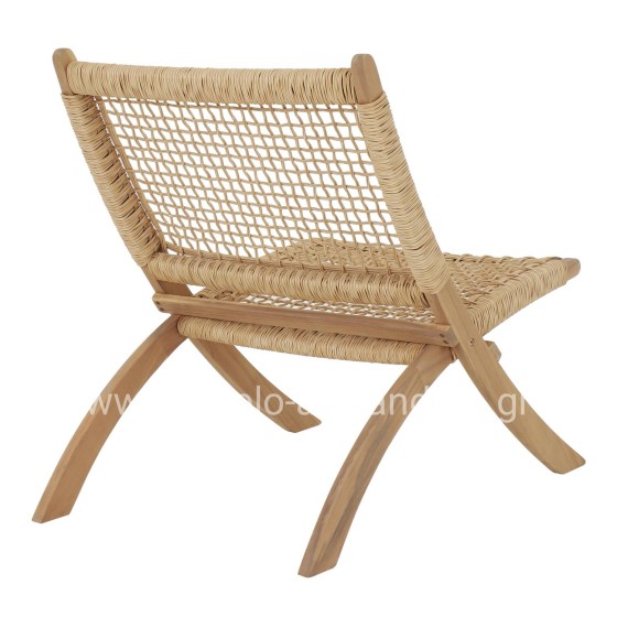 FOLDABLE LOUNGE CHAIR FERMO HM6243.01 ACACIA WOOD IN NATURAL-SYNTHETIC WICKER 60x76x72Hcm.