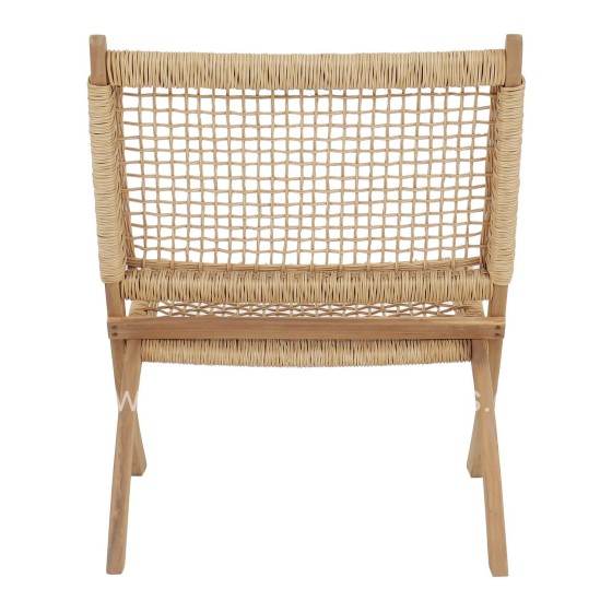 FOLDABLE LOUNGE CHAIR FERMO HM6243.01 ACACIA WOOD IN NATURAL-SYNTHETIC WICKER 60x76x72Hcm.