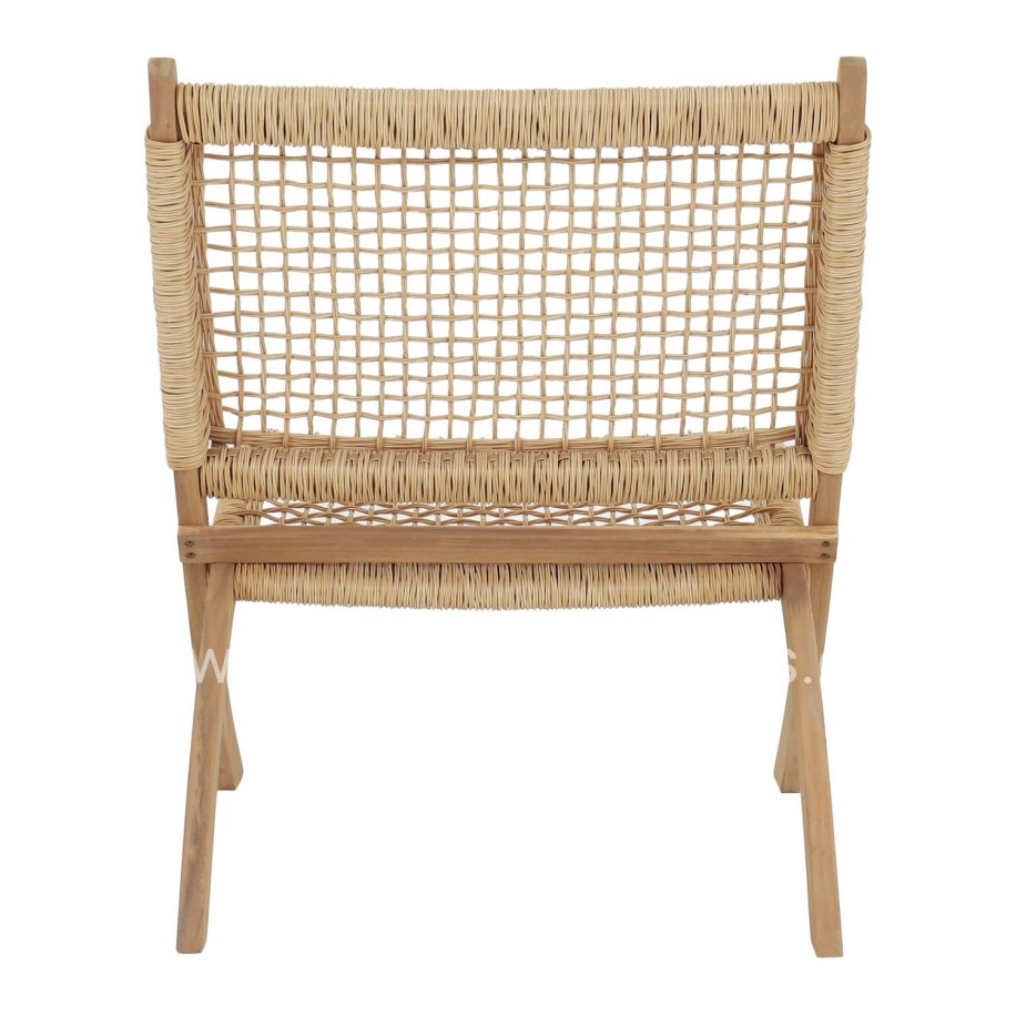 FOLDABLE LOUNGE CHAIR FERMO HM6243.01 ACACIA WOOD IN NATURAL-SYNTHETIC WICKER 60x76x72Hcm.