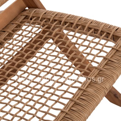 FOLDABLE LOUNGE CHAIR FERMO HM6243.01 ACACIA WOOD IN NATURAL-SYNTHETIC WICKER 60x76x72Hcm.