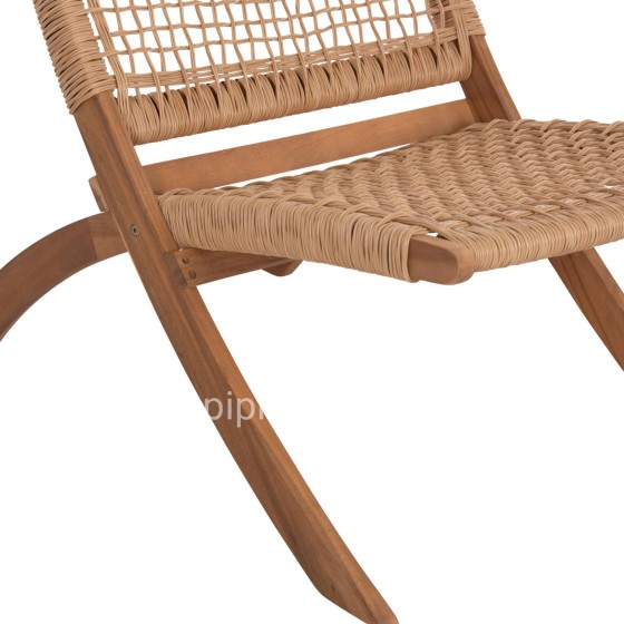 FOLDABLE LOUNGE CHAIR FERMO HM6243.01 ACACIA WOOD IN NATURAL-SYNTHETIC WICKER 60x76x72Hcm.