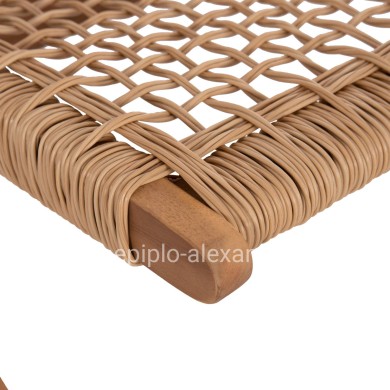 FOLDABLE LOUNGE CHAIR FERMO HM6243.01 ACACIA WOOD IN NATURAL-SYNTHETIC WICKER 60x76x72Hcm.